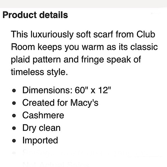 💛NEW!💛100% CASHMERE Club Room Scarf W12” x L60” - Picture 2 of 6